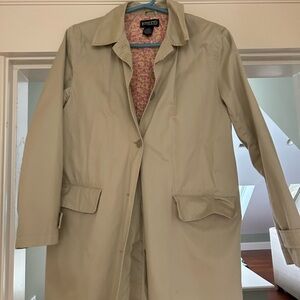 Lands' End Beige Coat with Pink Floral Lining